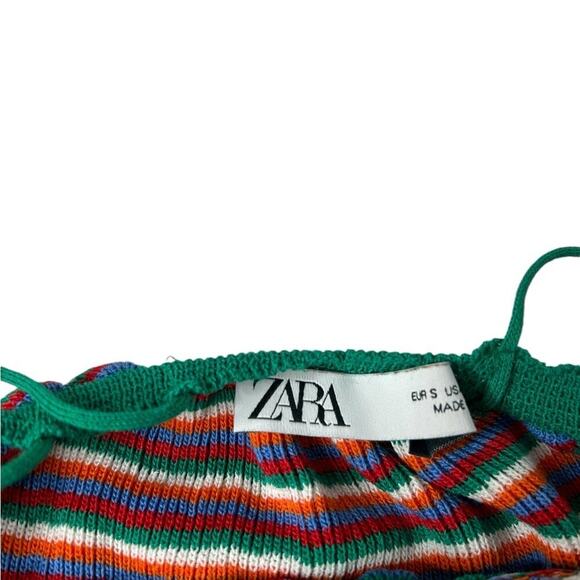 ZARA Striped Knit Baby Doll Mini Dress Sz S Boho Beachy Resort Y2K Swim Coverup - Picture 3 of 7